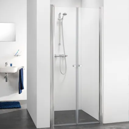 Double portes de douche battantes pour niche Sealskin 105 aluminium argenté poli 100x195cm|6mm verre sécurit transparent