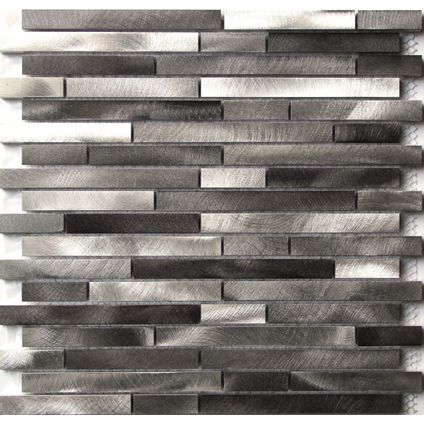 Longart mozaïekblad aluminium, mix zwart/grijs 30x30cm