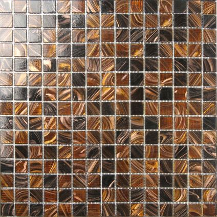 Mozaïektegel Glas & Gouden Motieven - Zwart - 33x33cm - 1 stuk