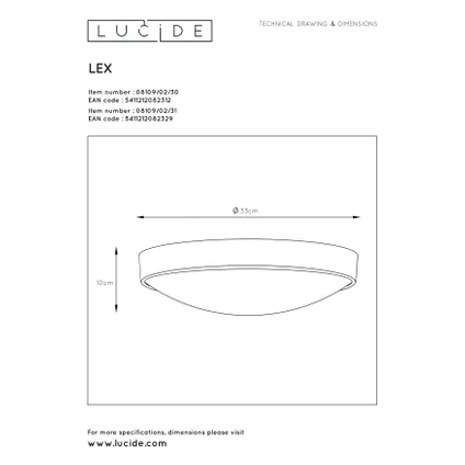 Lucide plafondlamp Lex wit Ø33cm 2xE27 4