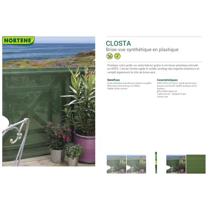 Nortene zichtdoek zichtbelemmering Closta groen 1x3m 3