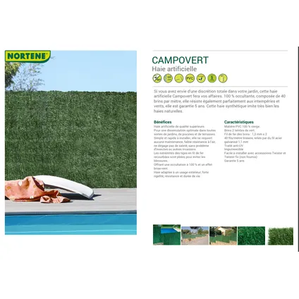 Haie artificielle Nortene Campovert PVC vert 2x3m 2