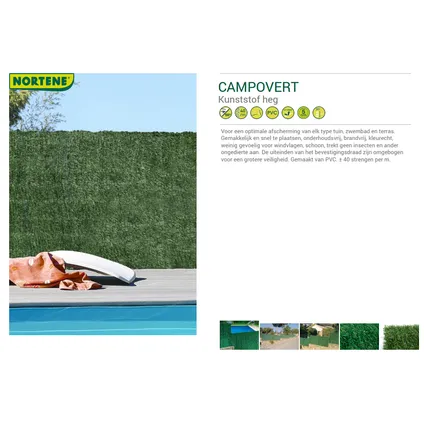 Haie artificielle Nortene Campovert PVC vert 2x3m 3