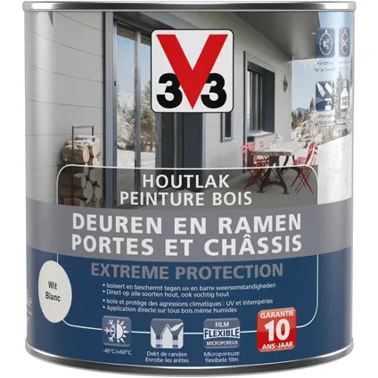 V33 houtlak Deuren & Ramen Extreme Protection wit zijdeglans 0,5L 3