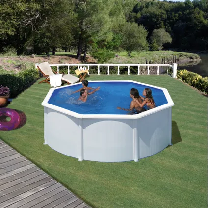Gre opzetzwembad Fidji rond staal wit Ø320x122cm 2