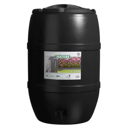 Récupérateur d'eau de pluie HDPE noir 120L 51x51x81cm 2
