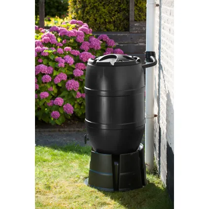Récupérateur d'eau de pluie HDPE noir 120L 51x51x81cm 4