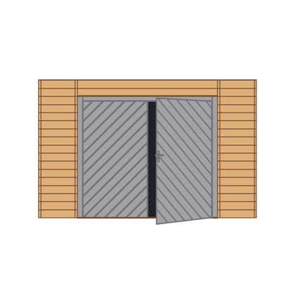 Solid voorwand met dubbele garagedeur ‘S7742’ hout 390 x 245 cm voor basis 5X5