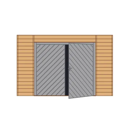 Solid voorwand met dubbele garagedeur ‘S7742’ hout 390 x 245 cm voor basis 5X5