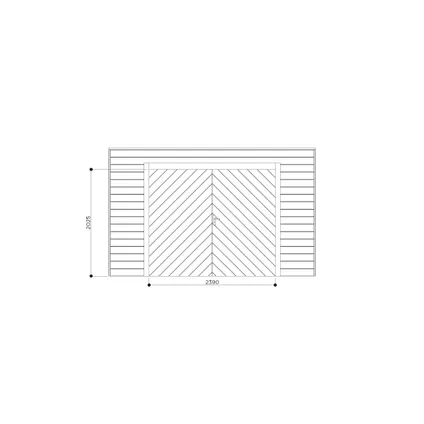 Solid voorwand met dubbele garagedeur ‘S7742’ hout 390 x 245 cm voor basis 5X5 2