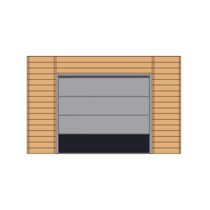 Solid voorwand met sectionale garagedeur ‘S7743’ hout 390 x 245 cm voor carport basis 5x5m