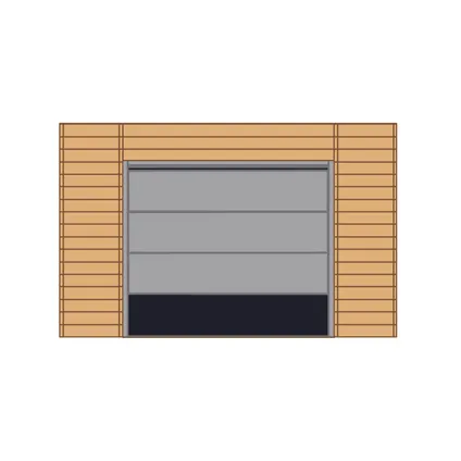 Paroi frontale avec porte de garage sectionale Solid ‘S7743’ bois 390 x 245 cm pour carport base 5x5m