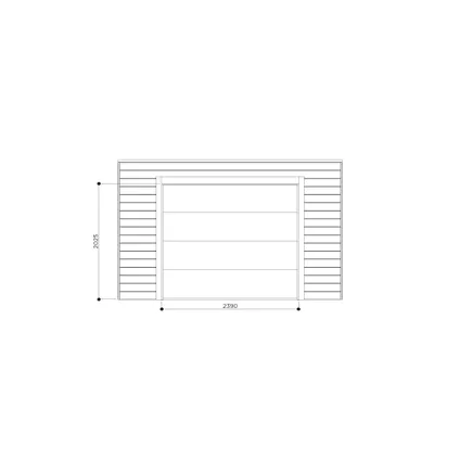 Paroi frontale avec porte de garage sectionale Solid ‘S7743’ bois 390 x 245 cm pour carport base 5x5m 2