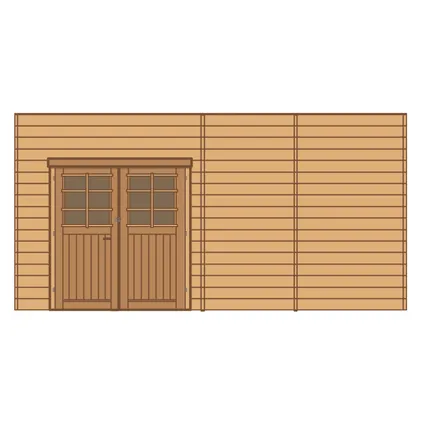 Solid voorwand met dubbele deur ‘S7746’ geïmpregneerd hout 480x245cm