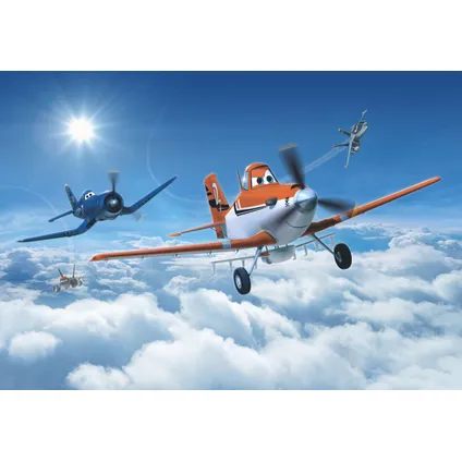 Sanders & Sanders fotobehangpapier vliegtuigen blauw en oranje - 368 x 254 cm