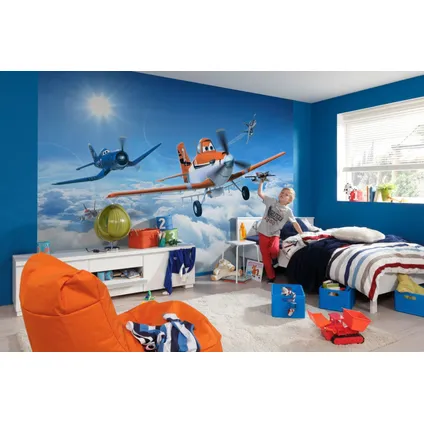 Sanders & Sanders fotobehangpapier vliegtuigen blauw en oranje - 368 x 254 cm 2