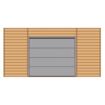 Solid voorwand met sectionale garagedeur ‘S7750’ geïmpregneerd hout 480 x 245 cmt voor carport basis 6x5m