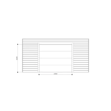 Solid voorwand met sectionale garagedeur ‘S7750’ geïmpregneerd hout 480 x 245 cmt voor carport basis 6x5m 2