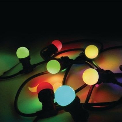 Easy Connect Feestverlichting in diverse kleuren 5 m 8 lampen E27 LED 0,9W 230V