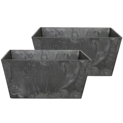 Ter Stege Plantenbak - kunststof met steenpoeder - zwart - 30 x 14 cm 3