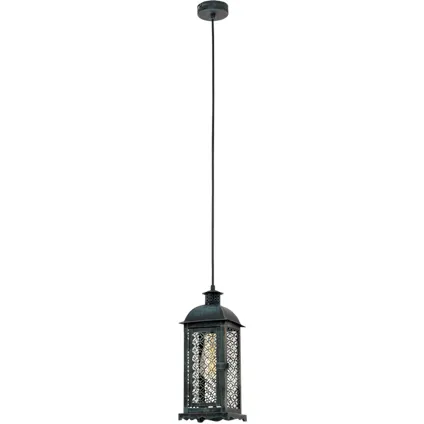 Eglo hanglamp 'Vintage' rechthoekige lantaarn 1 x E27 donker groen