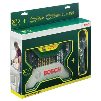 Bosch X-line accessoireset 70-delig met gratis tangenset 3