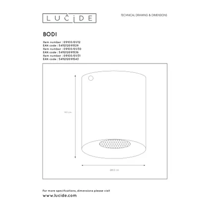 Spot de plafond Lucide Bodi blanc ⌀8cm GU10 4