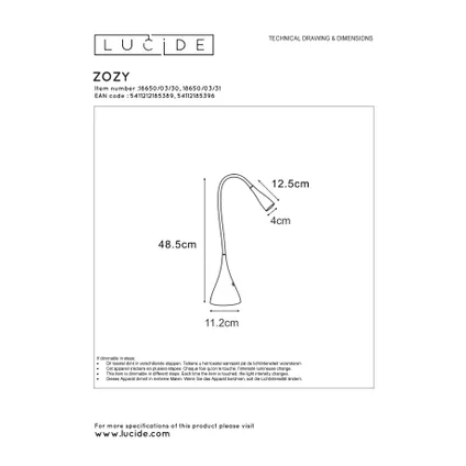 Lucide bureaulamp Zozy wit ø11,5cm led dimbaar 3W 4