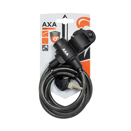 AXA spiraalkabelslot Rigid 180cm, Ø8mm, zwart 2