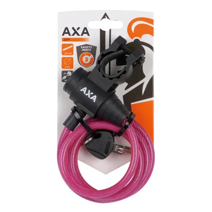 AXA spiraalkabelslot Zipp 120cm, Ø8mm, roze 2