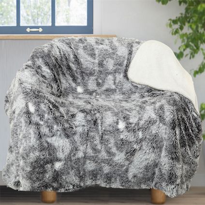 Plaid 'Fleece' gris polyester gris 130 x 170 cm