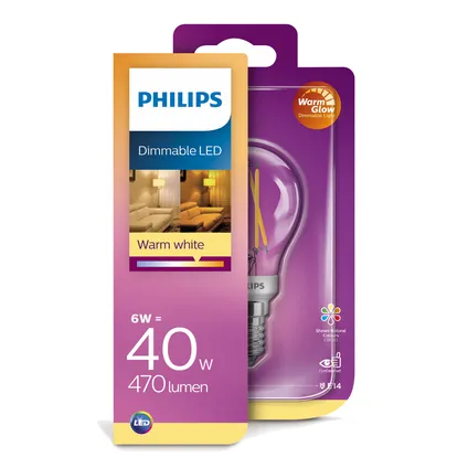 Philips LED-kogellamp WarmGlow 6W E14 2