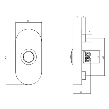 Intersteel deurbel ovaal verdekt 65x30x10mm RVS geborsteld 2