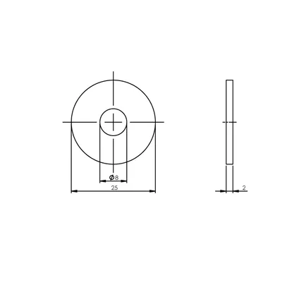 Rosace de répartition de la pression ø25 mm pour tirants de porte acier inoxydable 2
