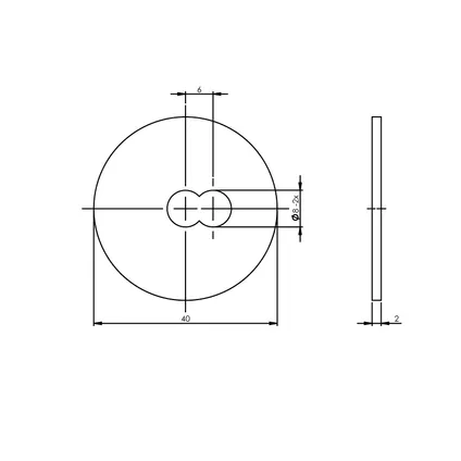 Rosace de répartition de la pression ø40mm pour tirants de porte et type T coudé en acier inoxydable 2