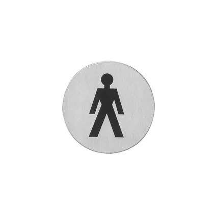 Pictogramme autocollant rond toilettes Hommes acier inoxydable