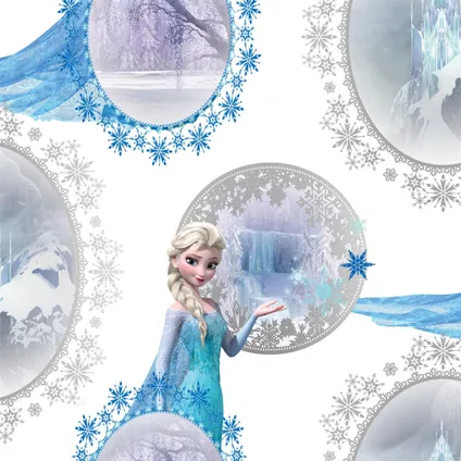 Disney Papierbehang Frozen Elsa wit blauw grijs 2