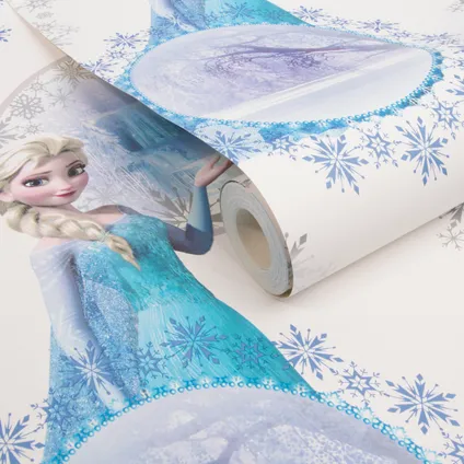Disney Papierbehang Frozen Elsa wit blauw grijs 4