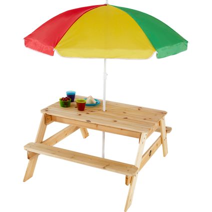 Plum kinder picknicktafel met parasol hout