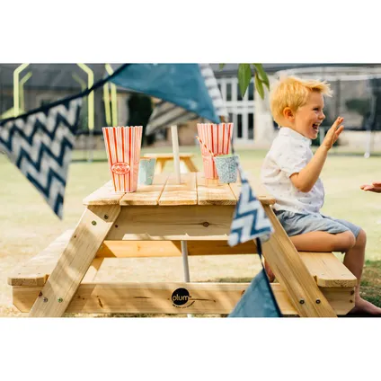 Plum kinder picknicktafel met parasol hout 4