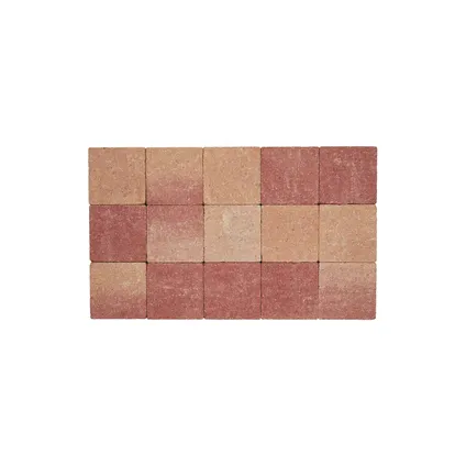 Pavé Cobo Garden - béton - 'in-line' tambouriné - rose/rouge - 15x15x6cm 2