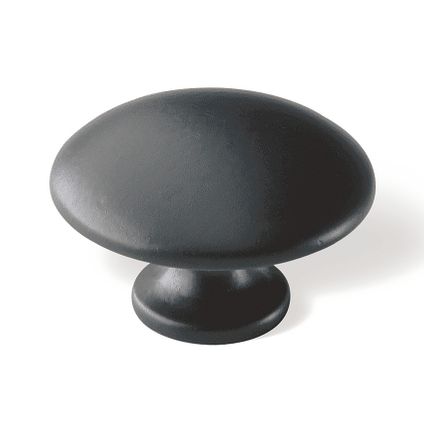 Decomode knop Round mat zwart 35mm 2st.