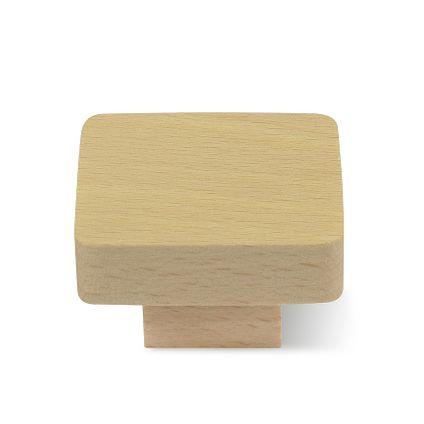 Decomode knop klein vierkant hout blank 35x35 2st.