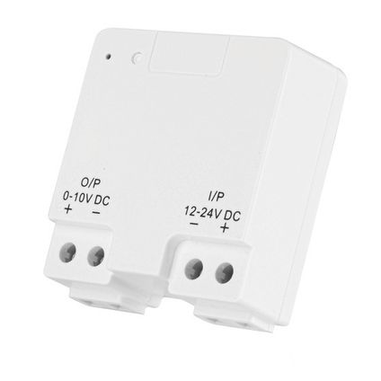 Mini-LED-controller 0-10V voor draadloos dimmen en in-/uitschakelen van maximaal 5 dimbare LED-drivers (0-10V DC). Te bedienen met diverse KlikAanKlikUit zenders.