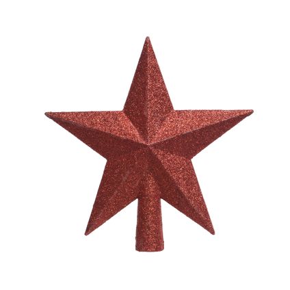 Cimier étoile Decoris plastique rouge pailleté 19cm