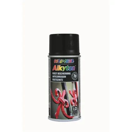 Dupli-Color Alkyton roestbeschermingslak hoogglans zwart 150ml