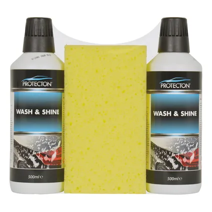 Protecton autoshampoo Wash & Shine Set 2 x 500ml met spons 2