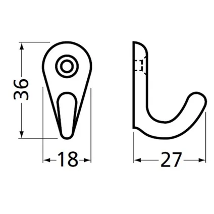 Hermeta kanhaak nikkel 27 mm 1-gat 0557-93 3