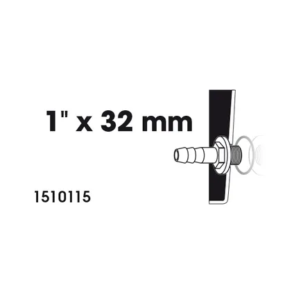 Ubbink T-stuk Ø25 (1") x Ø32 (1¼")mm 2