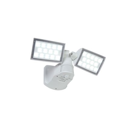 Projecteur Lutec Peri LED extérieur + détecteur de mouvements blanc 2x16W
